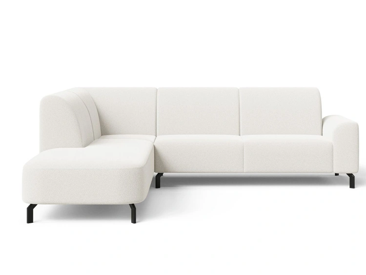 Ecksofa L-Form Links Regento Bouclé-Stoff Weiß