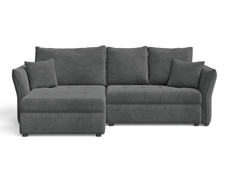 Ecksofa L-Form mit Schlaffunktion und Bettkasten Lino Dunkelgrau