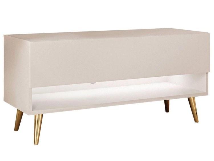 TV-Schrank 90 cm mit LED-Beleuchtung und goldenen Beinen Aurelie Kaschmir matt