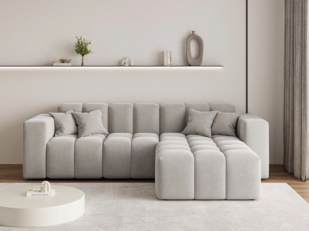 Ecksofa L-Form Rechts Moderne Ecksofa Loopo Grau
