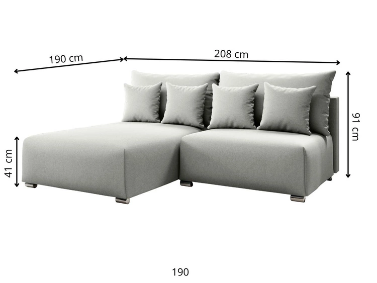 Ecksofa L-Form Rechts mit Schlaffunktion und Bettkasten Ronni Beige
