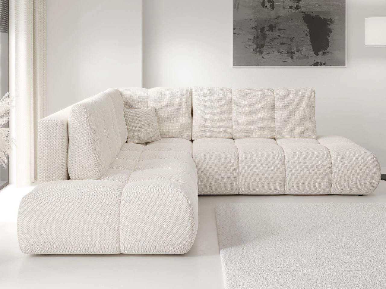 Ecksofa mit Schlaffunktion und Bettkasten Links Kair Beige