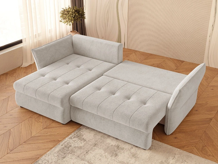 Ecksofa L-Form mit Schlaffunktion und Bettkasten Lino Dunkelbeige