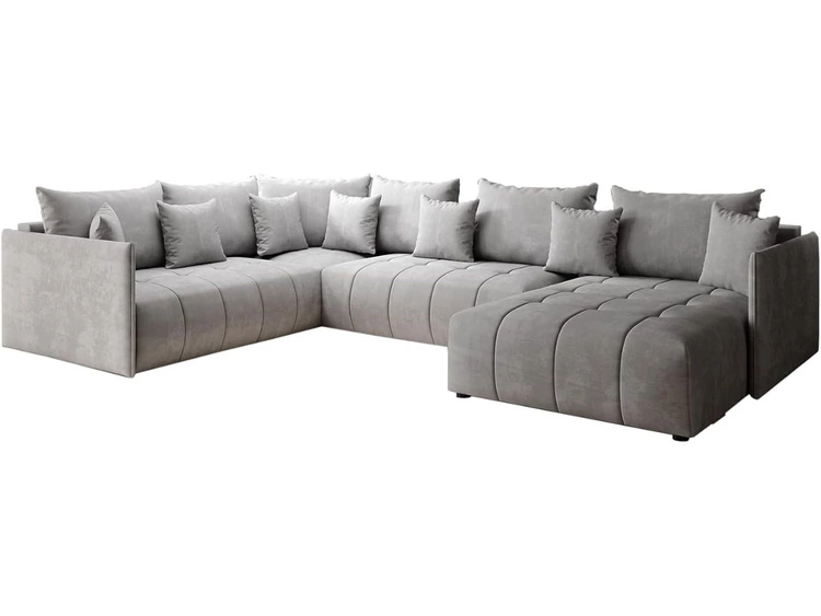 Wohnlandschaft mit Schlaffunktion und Bettkasten Ardi Bis Hellgrau