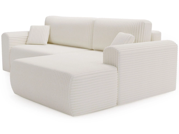 Ecksofa mit Schlaffunktion und Bettkasten Belvio rechts Creme