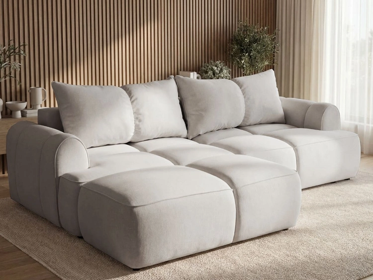 Ecksofa L-Form Links mit Schlaffunktion und Bettkasten Bonno Grau