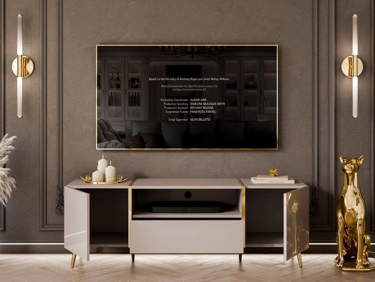 TV-Schrank im Glamour-Stil mit Schränken und Schublade Lunelie Kaschmir Hochglanz