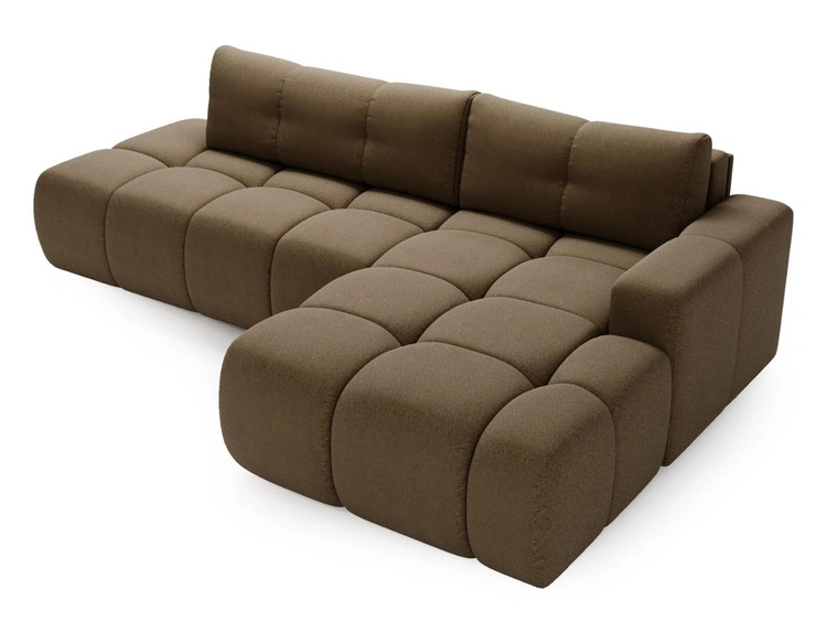 Ecksofa L-Form Rechts mit Schlaffunktion und Bettkasten Montero Braun