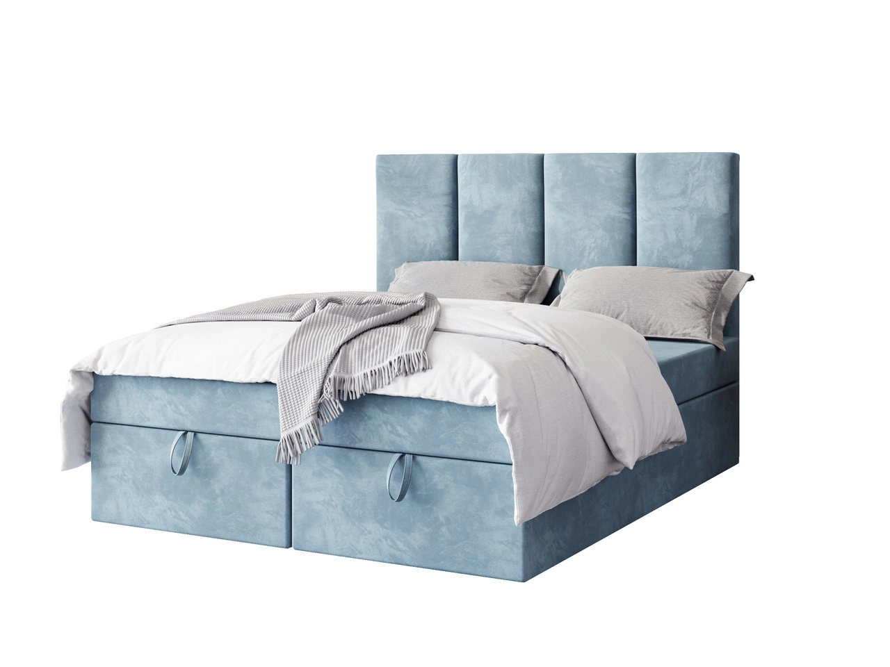 Elegant Boxspringbett mit Bettkasten 120x200 Olmo - Puderblau