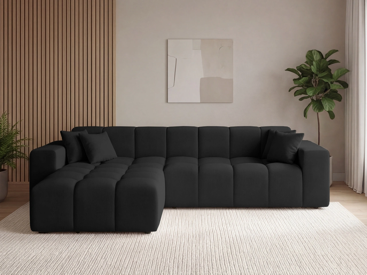 Ecksofa L-Form Links Moderne Ecksofa Loopo Schwarz