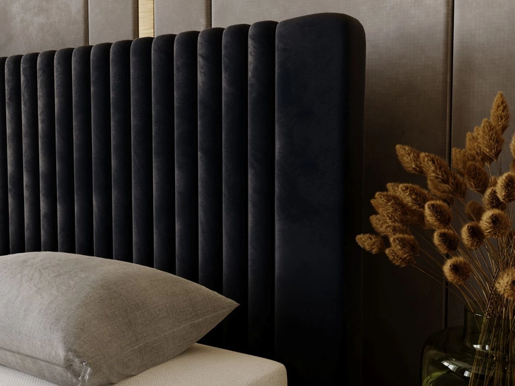 Polsterbett mit Bettkasten und Lattenrost 200x200 Malmo Dunkelblau