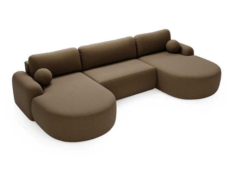 Wohnlandschaft mit Schlaffunktion und Bettkasten Aurio Braun