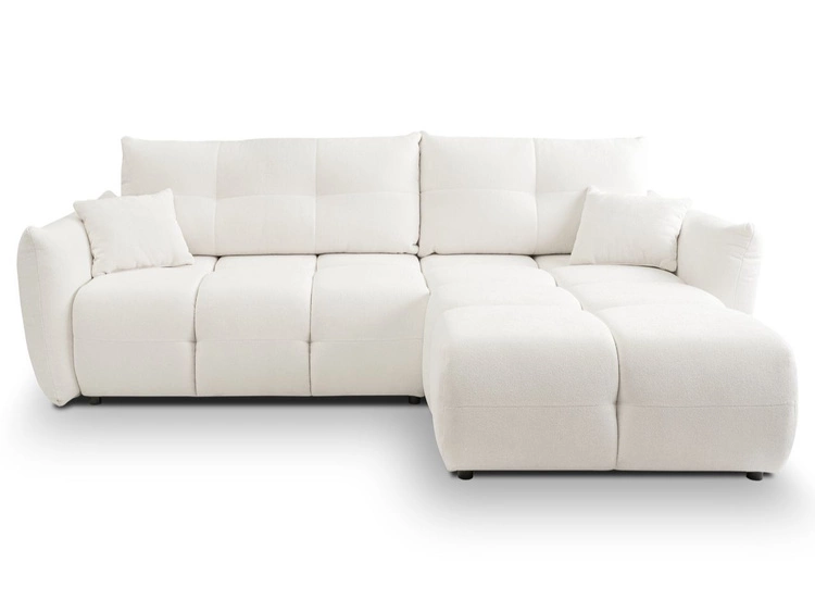 Ecksofa L-Form mit Schlaffunktion und Bettkasten Bene Creme