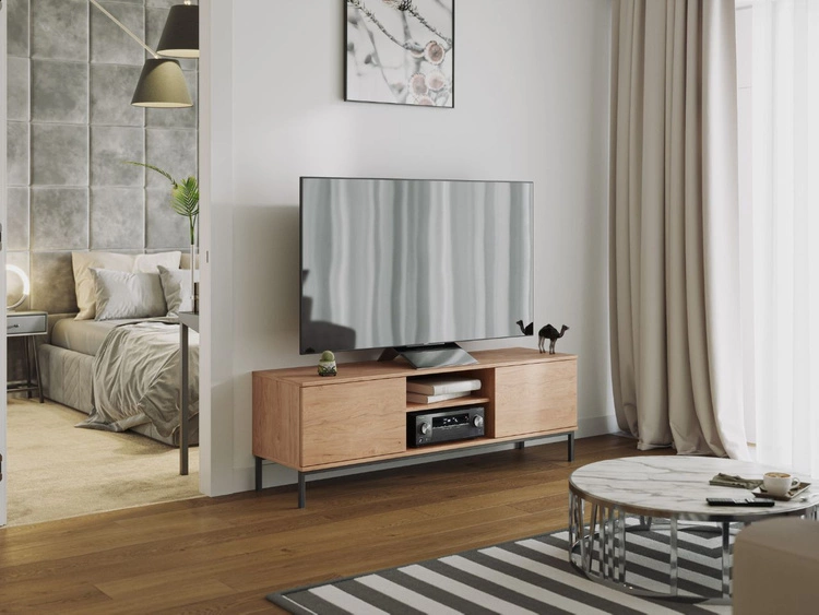TV-Lowboard mit Türen 150 cm Soroko Hickory
