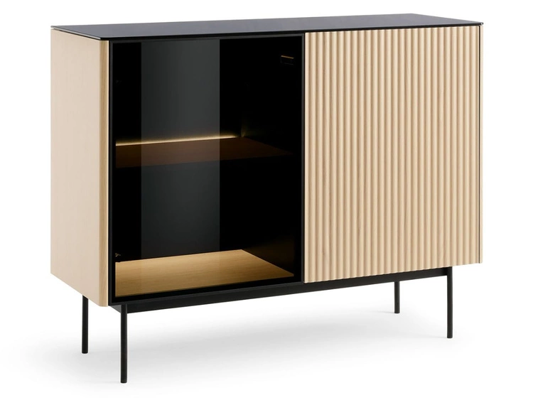 Kommode mit LED-Beleuchtung, 2 Türen Auroé Eiche Vicenza