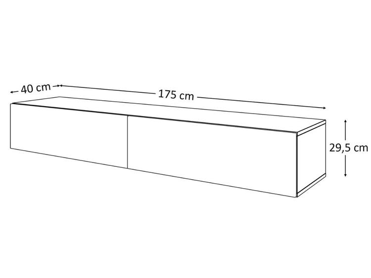 Hängende Wohnwand mit LED-Beleuchtung für das Wohnzimmer Sorelle Schwarz Matt