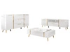 Wohnzimmer-Set mit goldenen Metallbeinen und goldenen Griffen Lunelie Weiß Hochglanz