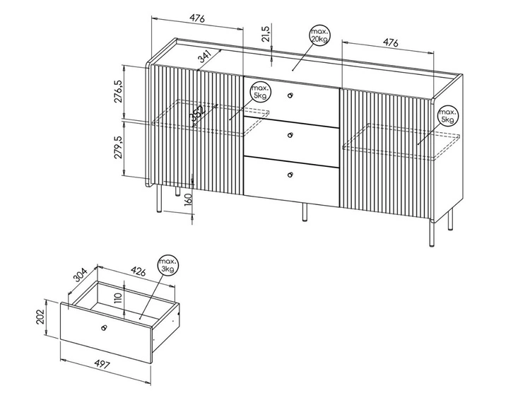 Esszimmermöbel-Set Pascale Warmia Nussbaum, Schwarz