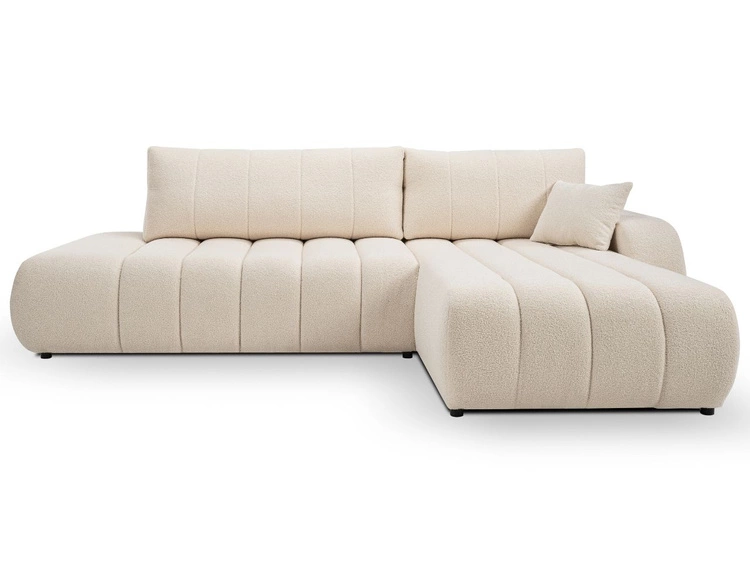 Ecksofa mit Schlaffunktion und Bettkasten Rechts Adoro Hellbeige