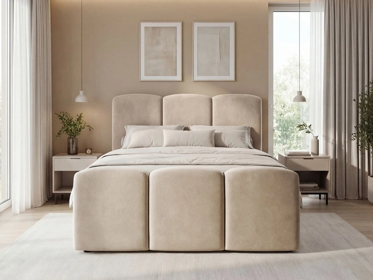 Boxspringbett mit Bettkasten 140x200 Campi Beige