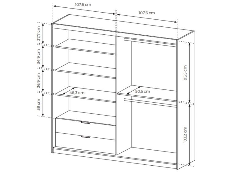 Drehtürenschrank mit Spiegel 220 cm Turia Artisan Eiche, Anthrazit