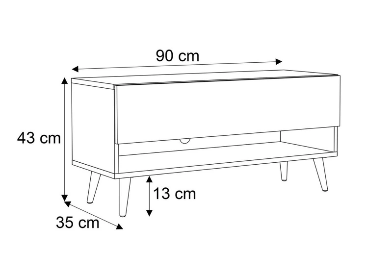 TV-Schrank 90 cm mit LED-Beleuchtung und goldenen Beinen Aurelie Weiß Hochglanz
