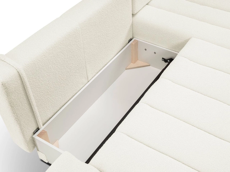 Ecksofa mit Schlaffunktion und Bettkasten Rechts Adoro Creme