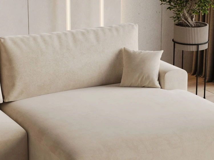 Ecksofa L-Form mit Schlaffunktion und Bettkasten Serene Rechts Beige