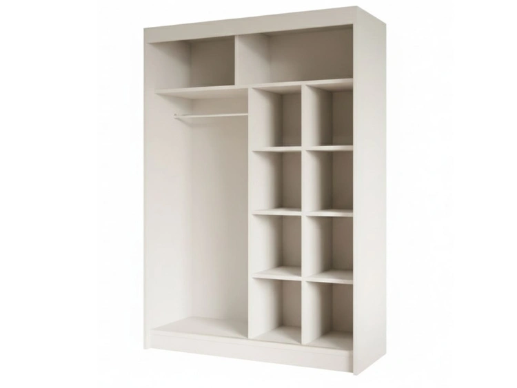 Schiebetürenschrank mit geriffelter Front 150 cm Fano Weiß, Schwarz